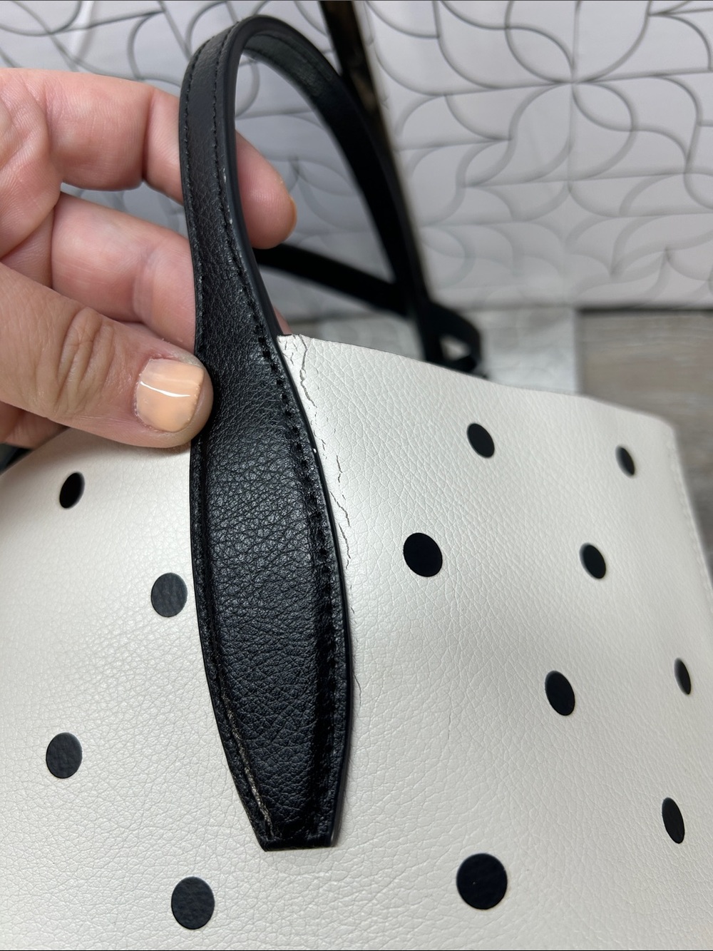 3285 Kate Spade Disney Minnie Mouse Polka Dot Tote Bag - Black & White 269133285 - Picture 14 of 15